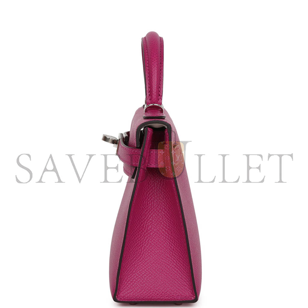 H**mes kelly sellier 20 rose pourpre verso epsom palladium hardware (19*12*5.5cm)